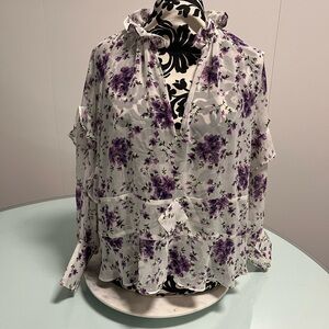 Zara Chic Floral Print Blouse with Ruffles